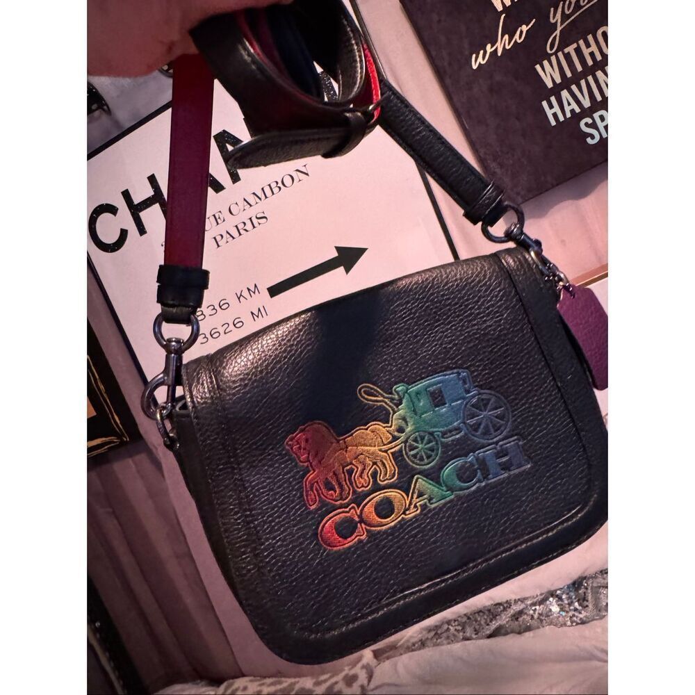 COACh rainbow horse & carriage crossbody/shoulder bag/purse pocketbook handbag - Picture 4 of 14